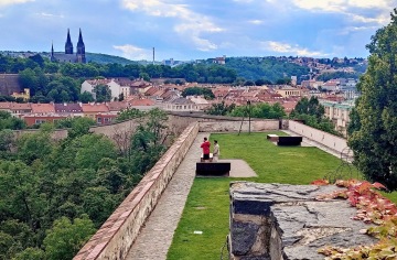 Bastion U Božích muk viewpoint in Prague overlooking the city