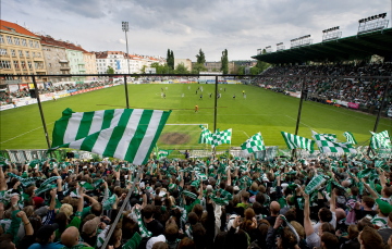 Bohemians 1905 supporters at Ďolíček stadium in Prague