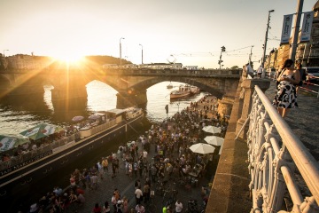 Young people spending a summer evening outdoors in Prague