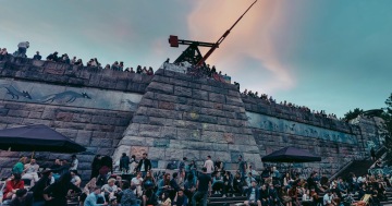 Outdoor bar at Stalin Letna in Prague