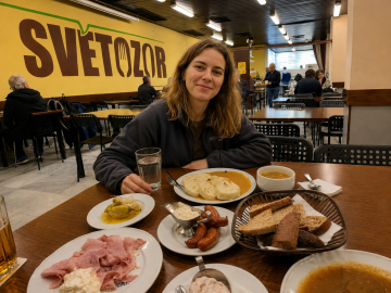 Traditional Czech self-service canteen in Prague
